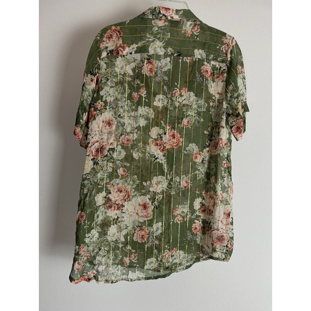 Hemant & Nandita Button Down Short Sleeve Blouse … - image 2